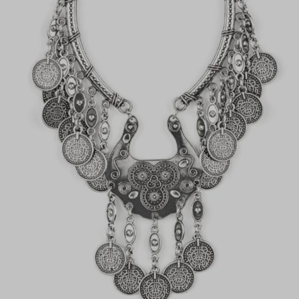 🍂 Intricate Cascade Coin Silver Necklace